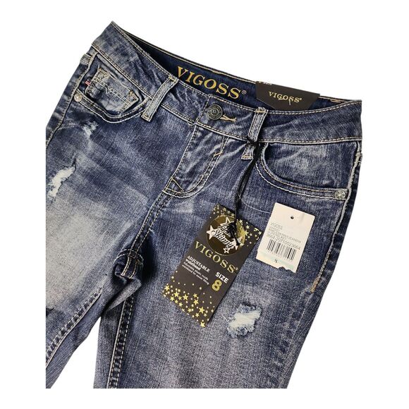 NWT Vigoss Girl's Size 8 “The Austin Ankle Skinny” with Grommet Detail Jeans - Picture 3 of 12